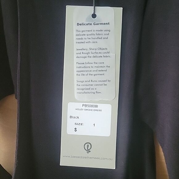 NWT Blessed Are Meek S Sexy Holey Smoke BodyCon Dress Black Cut Out Boho Indie - Picture 9 of 13